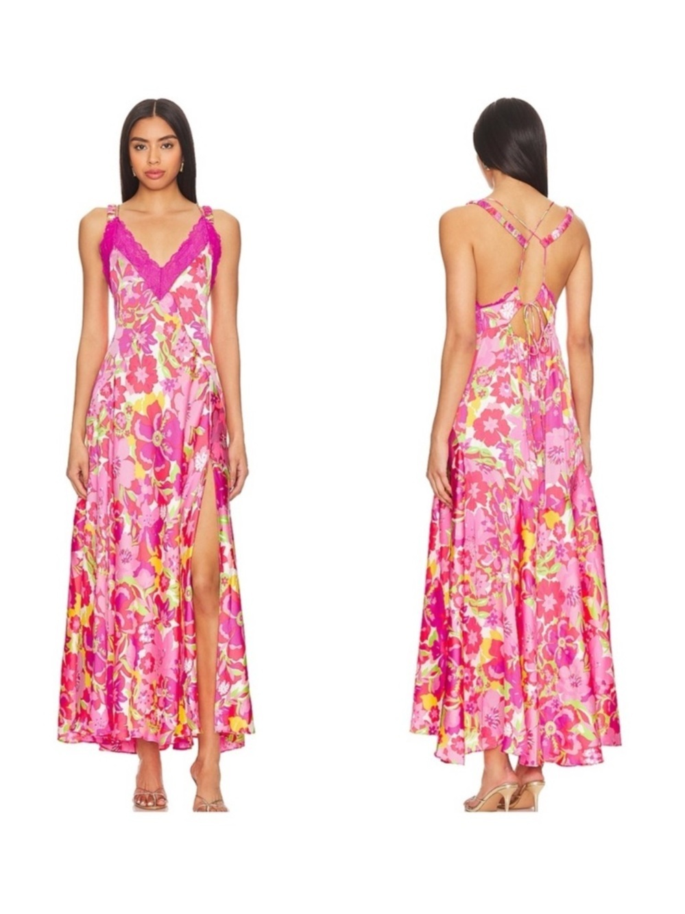 Free People All A Bloom Maxi Dress In Neon Pop Combo size Small​​